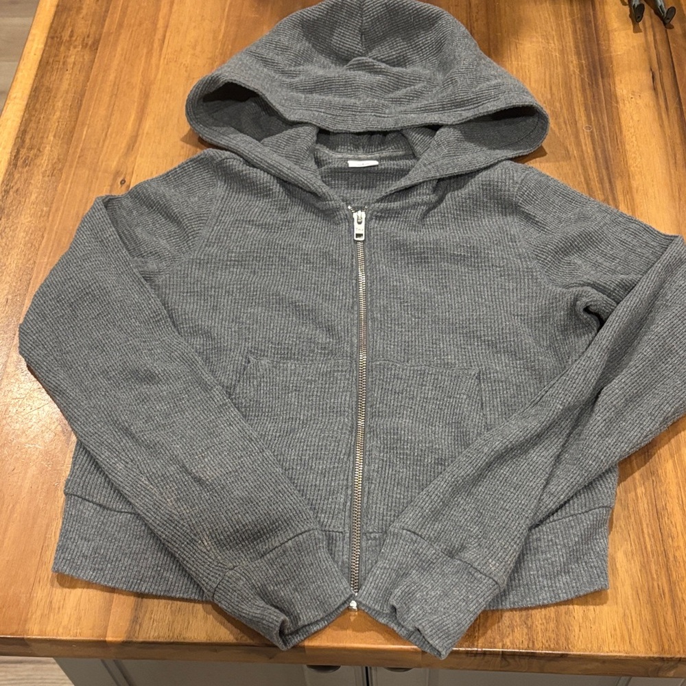TNA Waffle Knit Cropped Zip Up